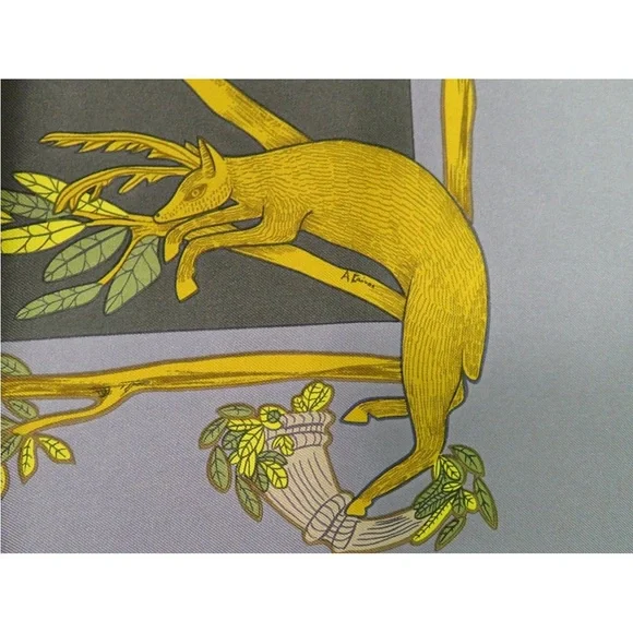 Hermès Green and Yellow Silk Scarf - Picture 8 of 11